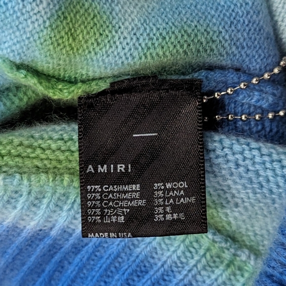 Mens AMIRI Horizontal Tie-Dye Cashmere Blend Shorts Blue Large - Picture 6 of 8